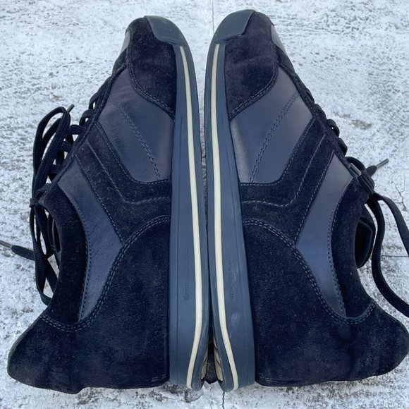 Ermenegildo Zegna Men Shoes Black Suede Navy Leather Sneaker Made in Italy 9.5US - Picture 8 of 11